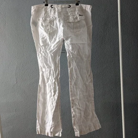 Sanctuary White Linen Straight Leg Pants Sz 10 - Picture 2 of 9